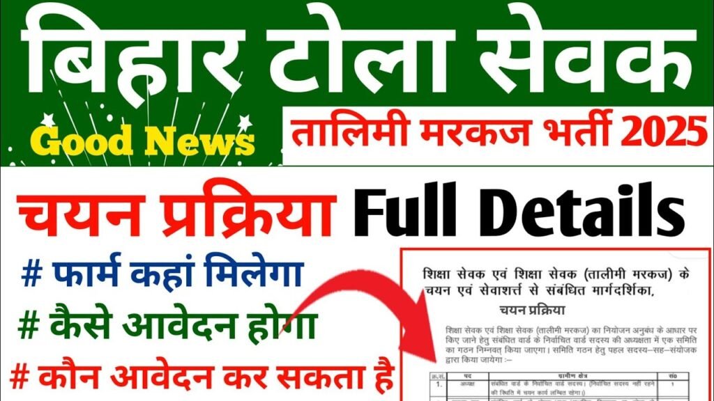 Bihar Tola Sevak Vacancy 2025