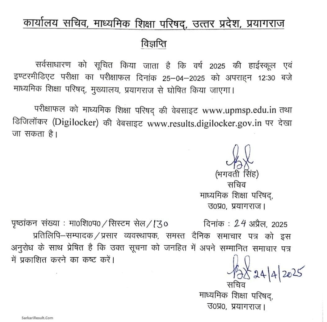 UP Board 10th Result 2025
